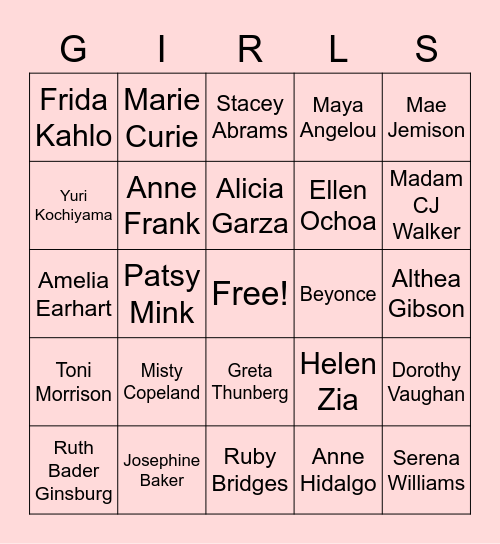 Girls Who Code Virtual Bingo Card