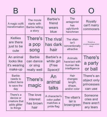 Barbie Bingo Card