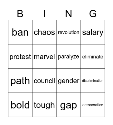 L7 Iceland's Road to Gender Equality Bingo Card