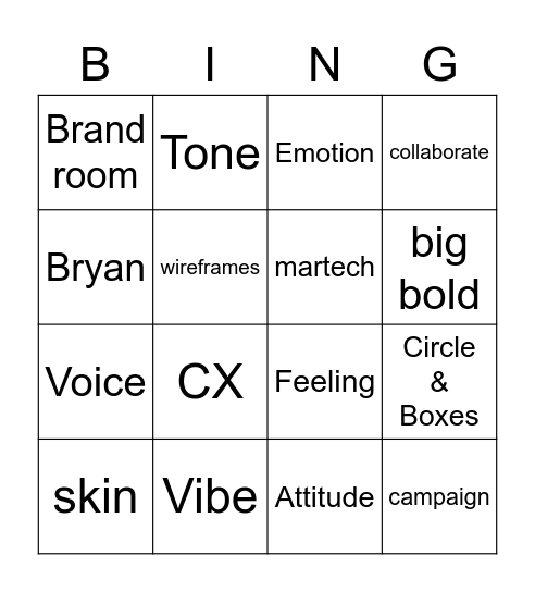 Trigger Bingo Card