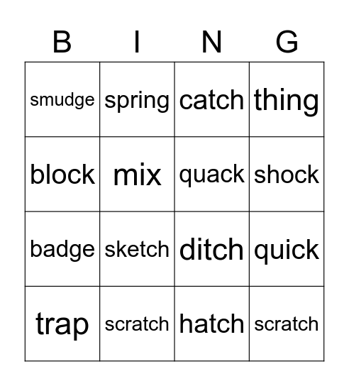 Short vowel spelling rules Bingo Card