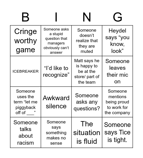 Bullshit Apple Meeting Bingo Card