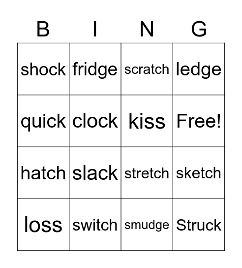 Short vowel spelling rules Bingo Card