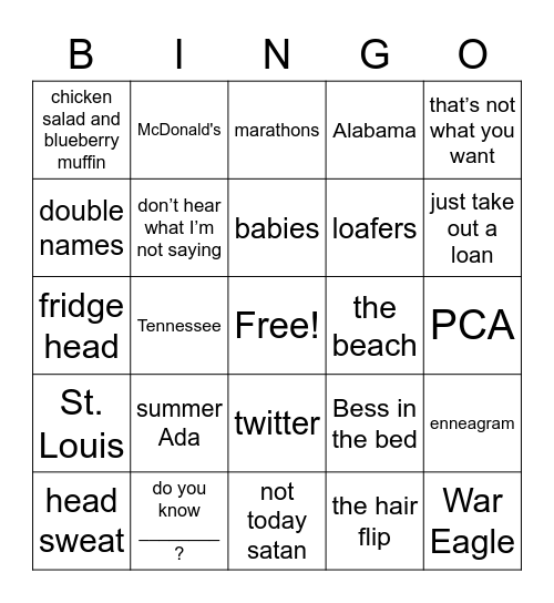 ADA BINGO Card