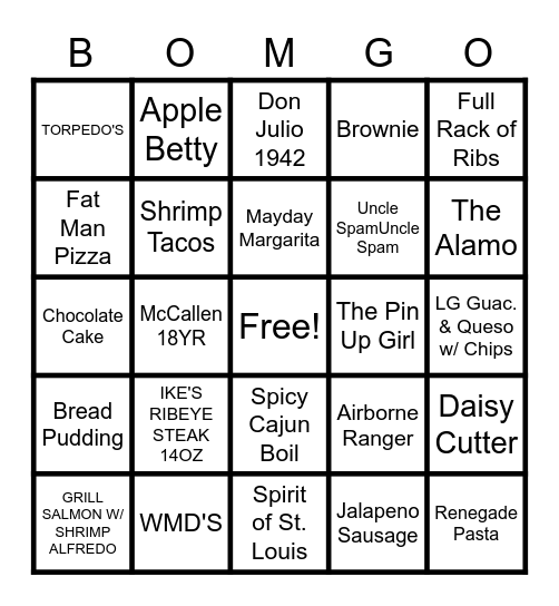 BOMGO!!! Bingo Card