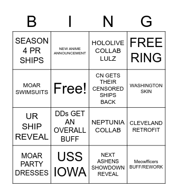 EAGLE UNION / CN ANNIVERSARY EVENT Bingo Card