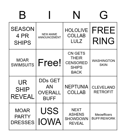 EAGLE UNION / CN ANNIVERSARY EVENT Bingo Card