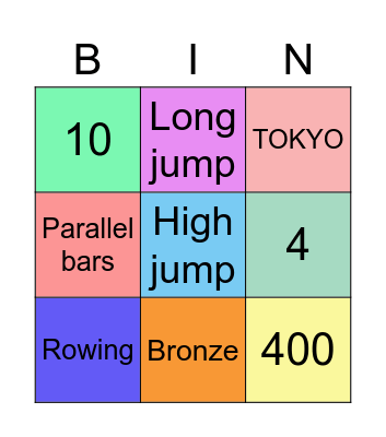 Olympics bingo Card
