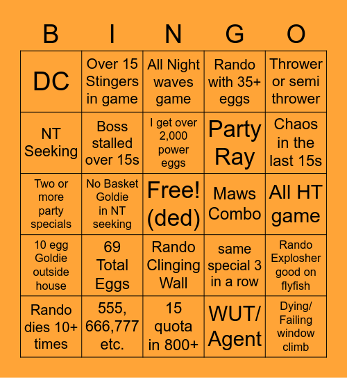 Lost Outpost Salmon Run Bingo Card