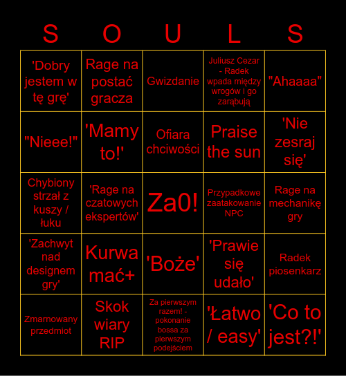 Souls Bingo Card