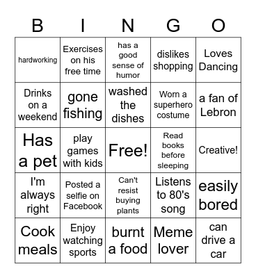FATHER'S DAY BINGO Card