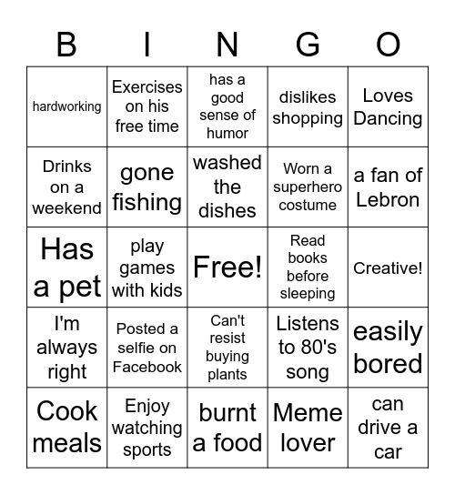 FATHER'S DAY BINGO Card