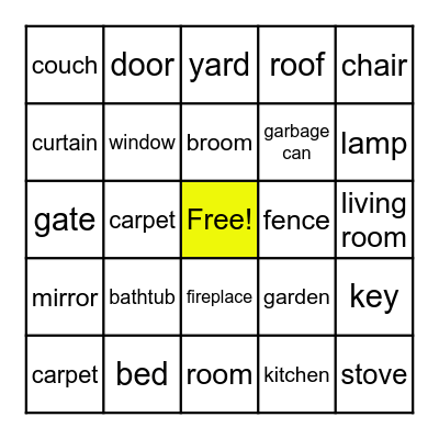 MY HOUSE Bingo Card