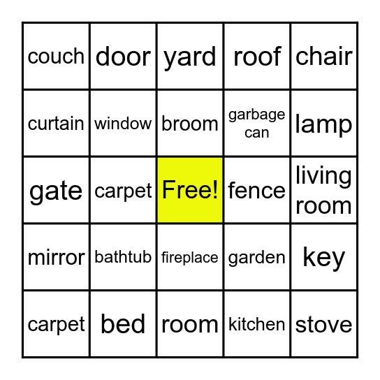 MY HOUSE Bingo Card