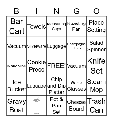 Suzy's Bridal Bingo Card