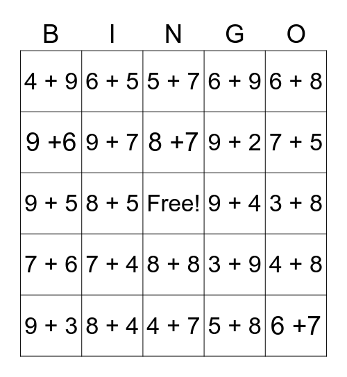 Bingo Facts Bingo Card