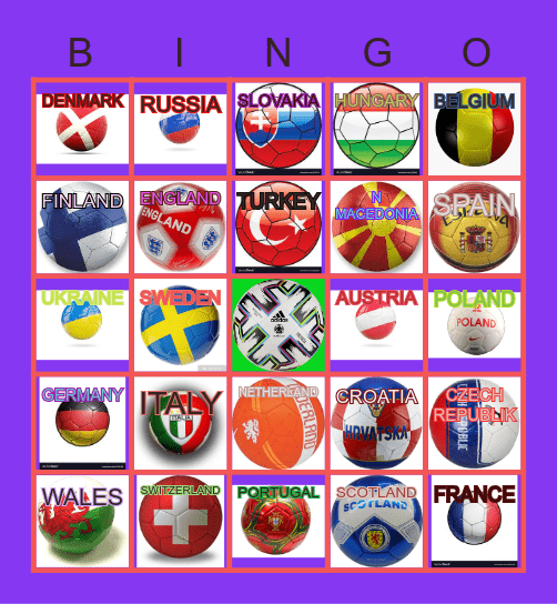 UEFA EURO 2020 Bingo Card