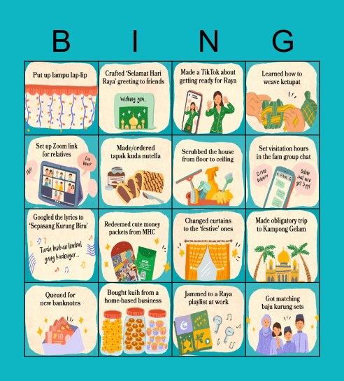 Hari Raya Connect 3! Bingo Card