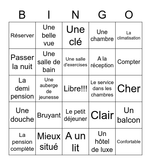 A l'hôtel  Bingo Card
