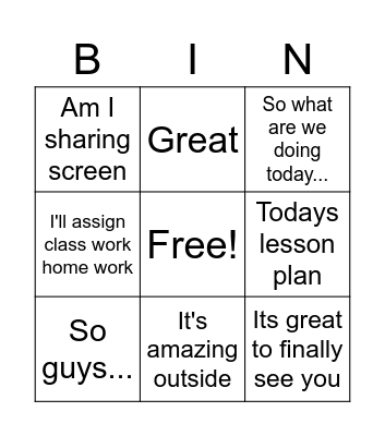 Untitled Bingo Card