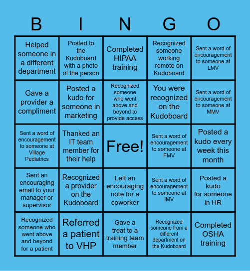 Making a Difference Bingo Card