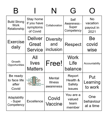 AMO Team building Bingo Card