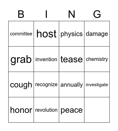 Lesson 7 Bingo Card