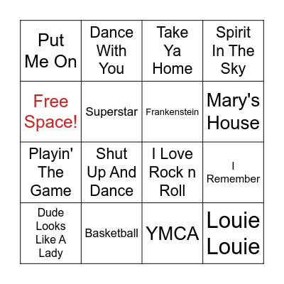 Like Mike/ Wayne's World 2 Bingo Card