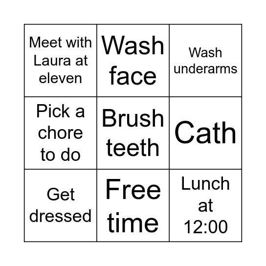 Today’s schedule Bingo Card