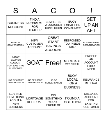 Track your progress! Bingo Card