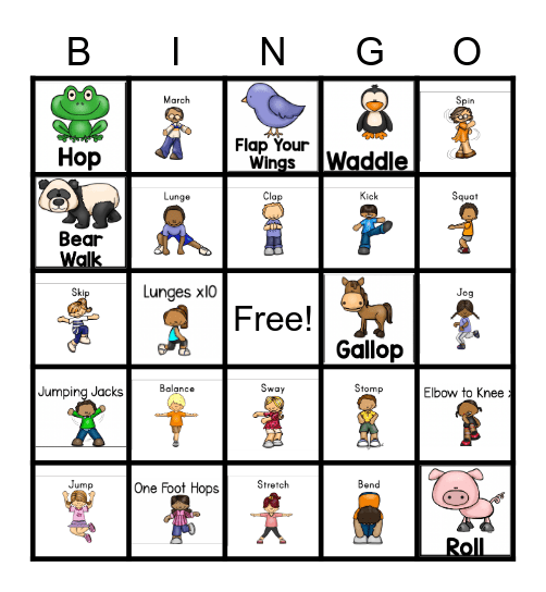 GROSS MOTOR BINGO Card