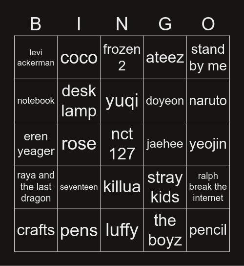 jelly's! Bingo Card