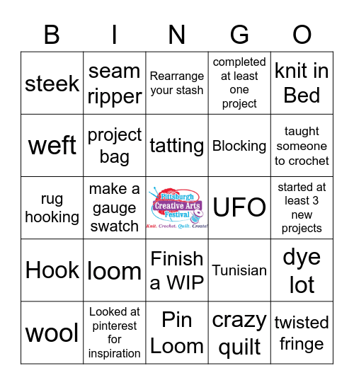 Pittsburgh Creative Arts Festival Bingo Card