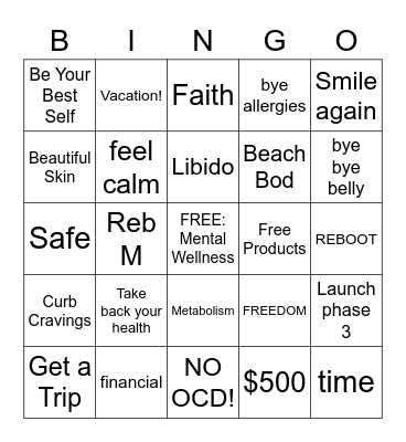 Summer Beauty Bingo Card