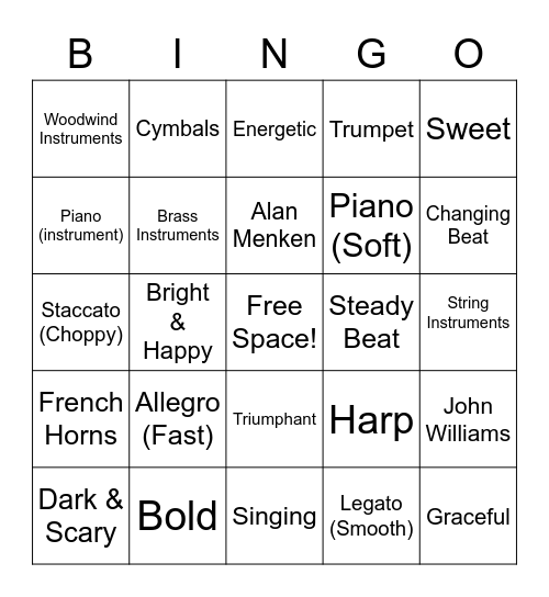 Movie Music Bingo Card