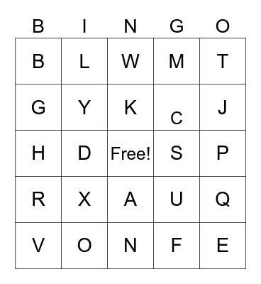 Alphabet Bingo Card