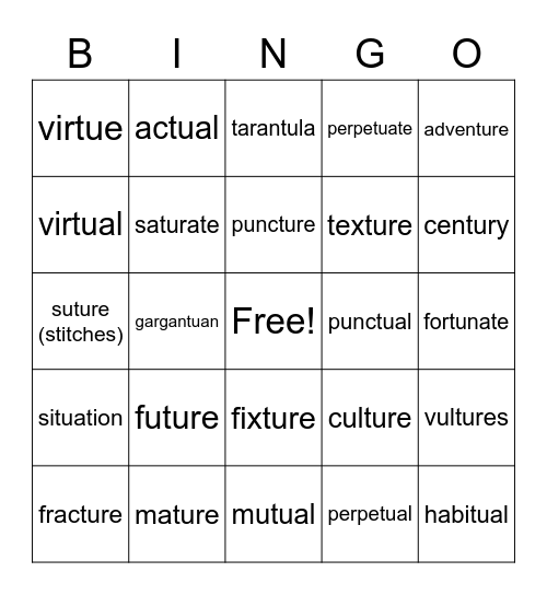 tu Bingo Card