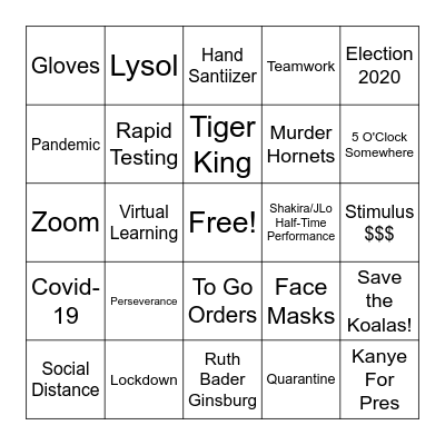 2020 Bingo Card