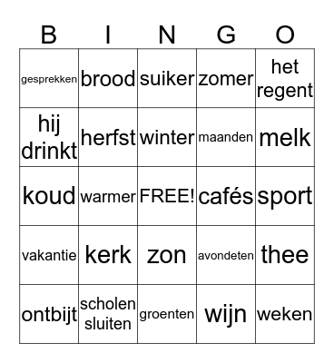 Bingo 4/5 Bingo Card