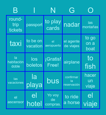 Las vacaciones Bingo Card