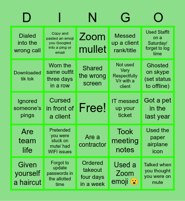 Deloitte Bingo (DINGO) - Quarantine/PM/OCMO Edition Bingo Card