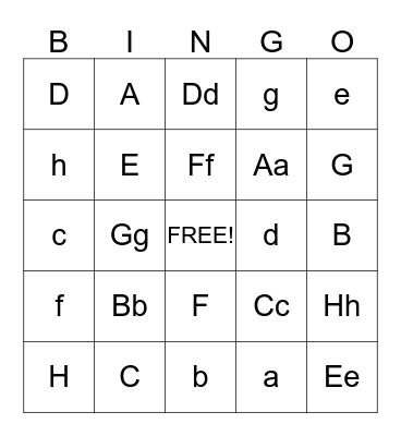 Alphabet Bingo Card