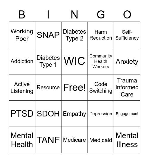 CHW Bingo! Bingo Card