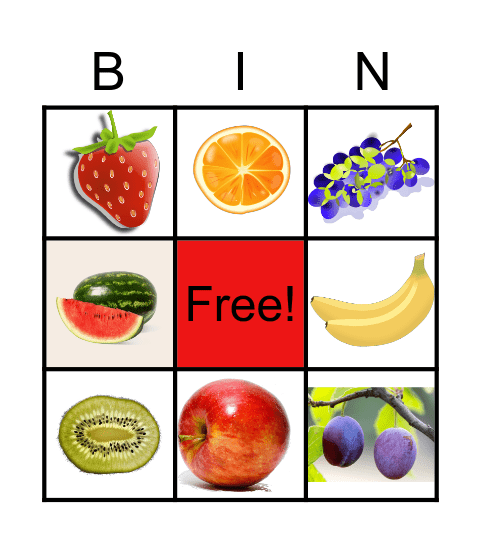 Owoce Bingo Card