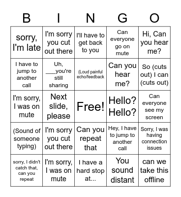 Conference Call Bingo Card