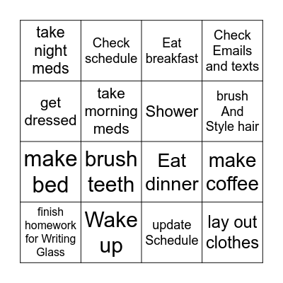 Morning And night Bingo Card