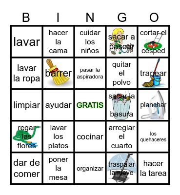 Los Quehaceres Bingo Card