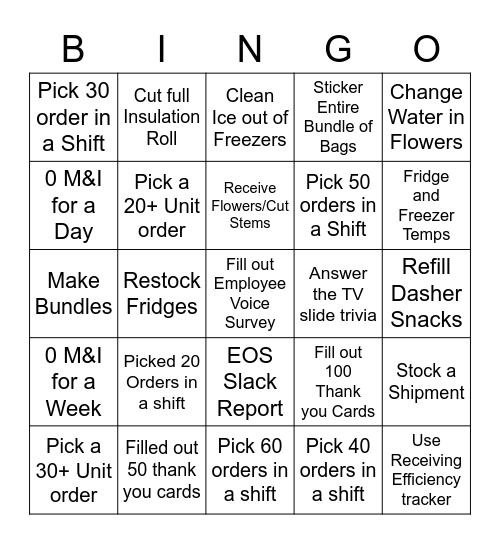 DashMart Bingo Card