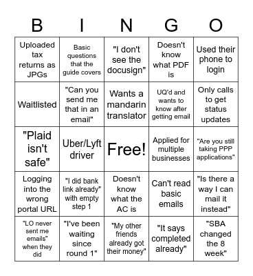Dumb applicants Bingo Card