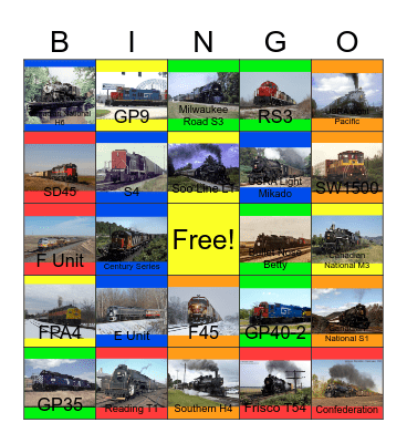 Canadian National, Wisconsin Central and Grand Trunk Western Bingo Card